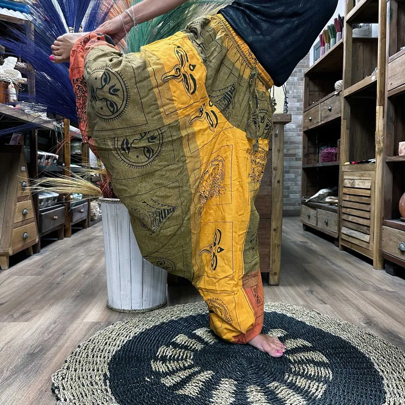 Yoga and Festival Pants Aladdin Himalayan Print on Arancia