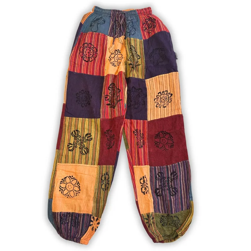 Nomad Sari Mushroom Pants Block Print Designs Arancia Tones S/M — foto 4