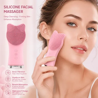 Spazzola Elettrica per il Viso 2-in-1 in Silicone, Esfoliante e Massaggiatore per una Pulizia Profonda