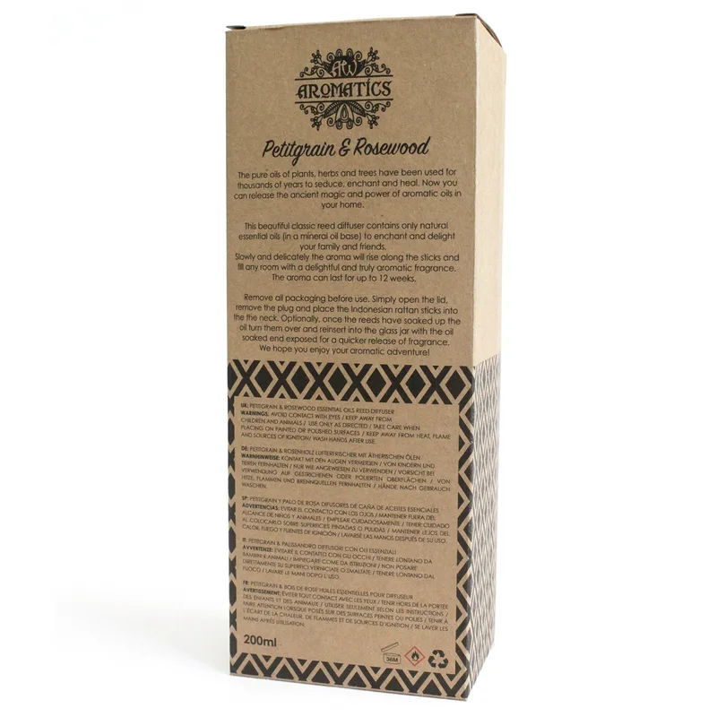 200ml Petitgrain & Rosewood Essenziale Olio Reed Diffusore