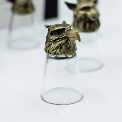 Gift Set of 12 Bottom Up Shot Glasses (25ml) - Forest & Mystical Creatures - Antique Bronze — foto 2