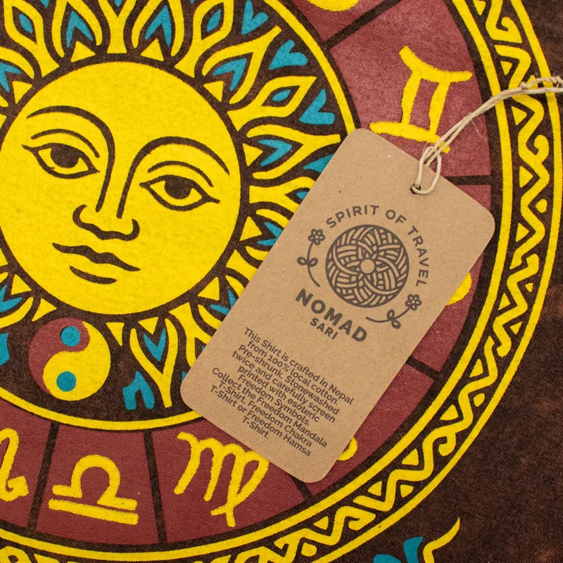 Nomad Sari Stonewashed Cotton T-Shirt Sun & Zodiac Brown Medium — foto 5