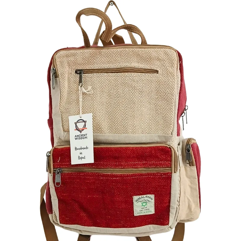 Large Boxy Hemp Backpack Wine & Crema — foto 2