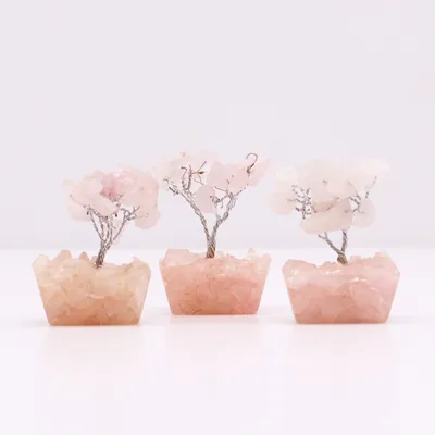 Mini Gemstone Trees On Orgonite Base - Rosa Quartz (15 stones) — foto 4