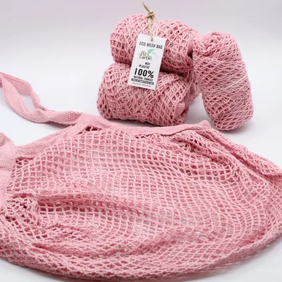 Borsa in rete di cotone puro - rosa — foto 3