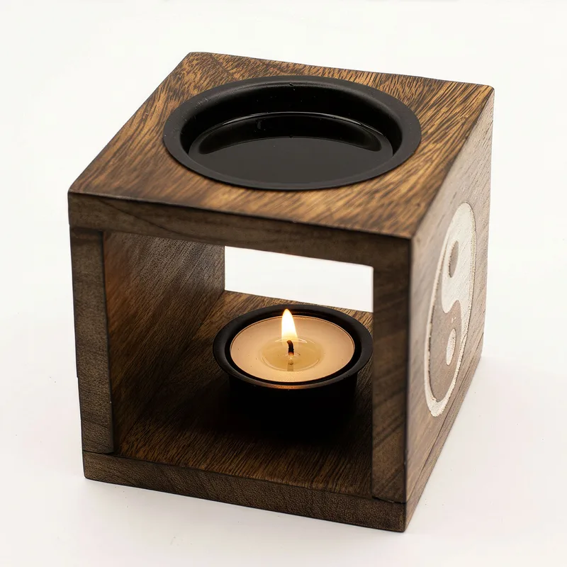 Square Mango Legno Olio Bruciatore - Yin Yang — foto 3