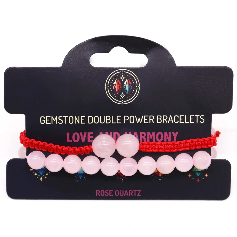 Gemstone Double Power Bracelets- Rosa Quartz — foto 2
