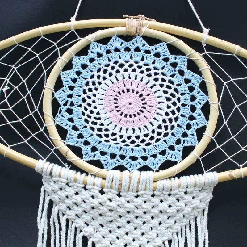 Protection Dream Cather Lrg Macrame Eye White/ Blue/Grey — foto 1
