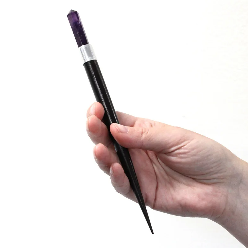 Simple Pointed Healing Wand Rosa Rock, Amethyst — foto 2