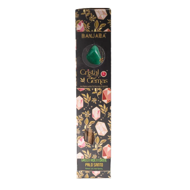 Banjara Cristal Gemas Incenso Sticks - Verde Aventurine Palo Santo