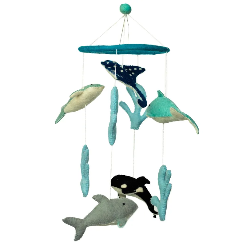 Fatto a mano Felt Mobile Dolphines & Sealife