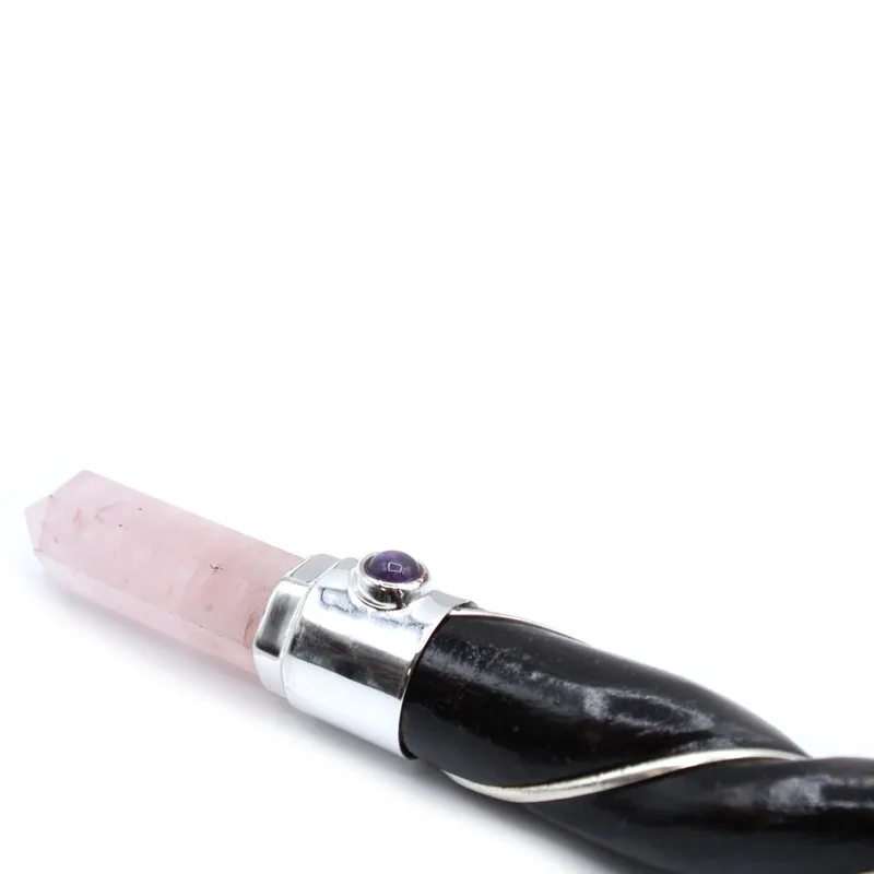 Twisted Healing Wand Argento Rosa Quartz Sphere — foto 2