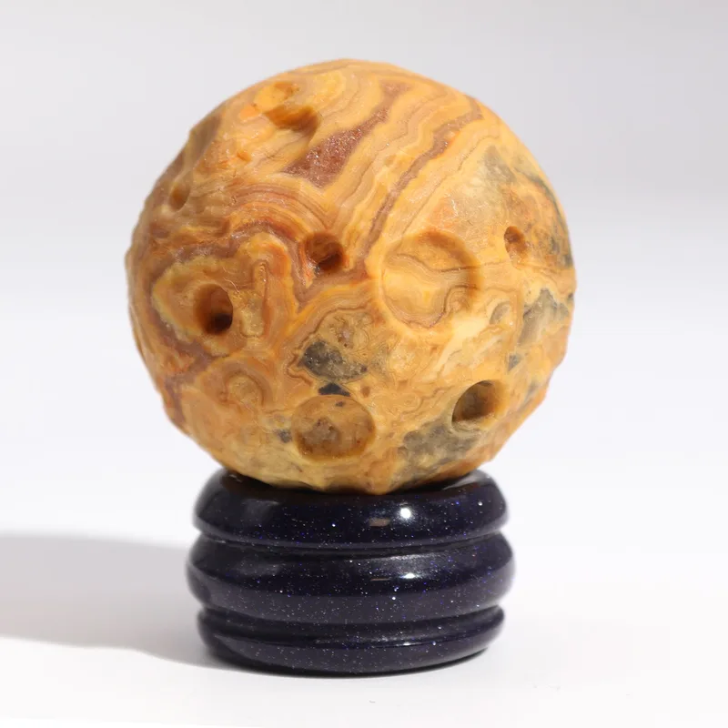 Crazy Lace Jasper Planet on a Sola Goldstone Stand 40mm — foto 4