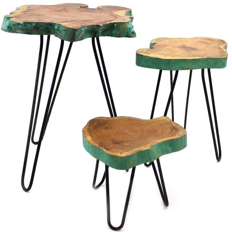 Set of 3 Gamell Legno Plant Stands Greenwash