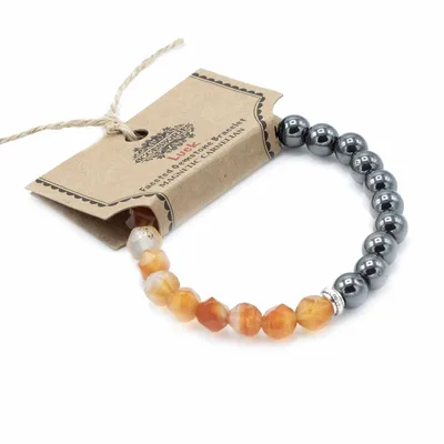 Bracciale con Pietre Naturali Tagliate - Corniola Magnetica