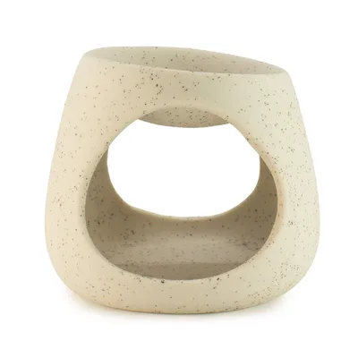Ceramic Zen Olio Bruciatore - Round Pebble - Speckled Off-White