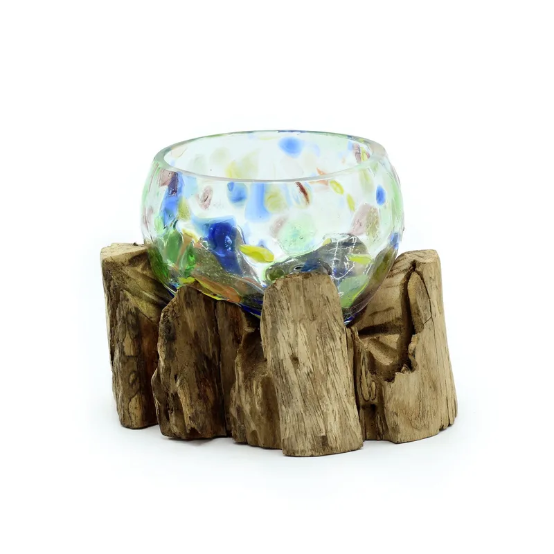 Molten Coloured Glass on Legno Small Bowl