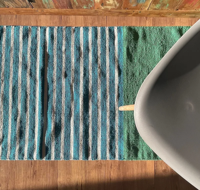 Tappeto in Cotone Indiano 70x170cm Blu/Verde — foto 2