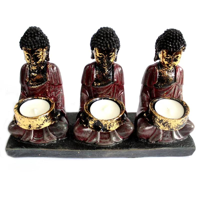 Antique Buddha Three Devotees Candela Porta