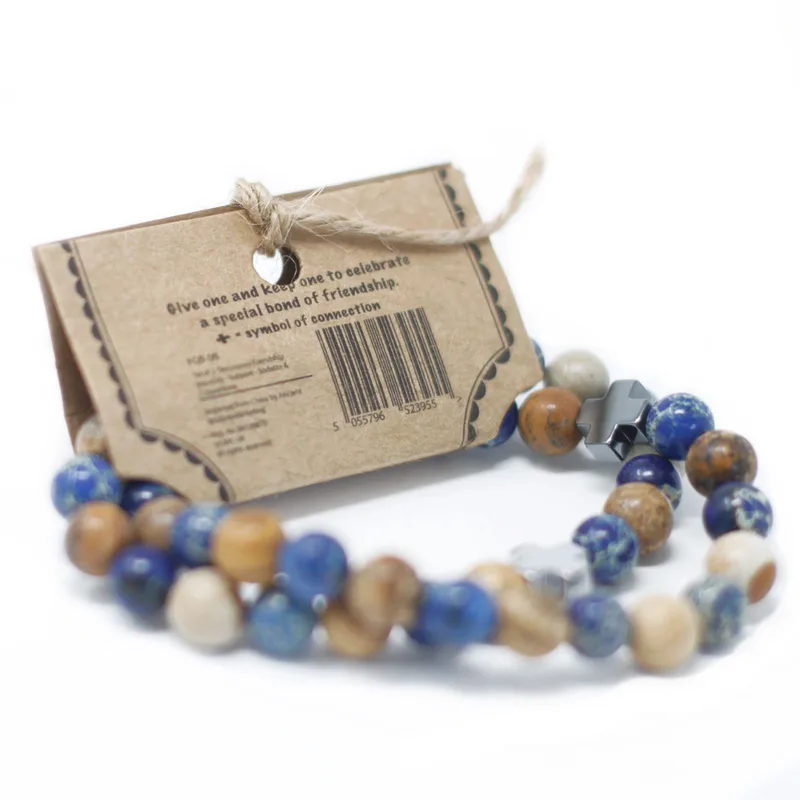 Set di 2 Braccialetti Amicizia con Pietre Preziosa – Lealtà – Amazonite e Giada Gialla