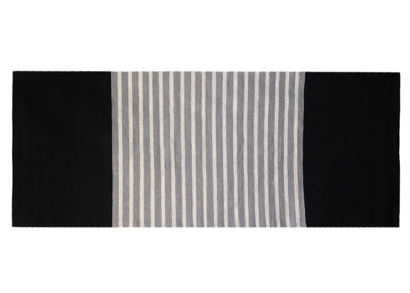 Tappeto in Cotone Indiano 70x170cm Nero/Grigio — foto 1