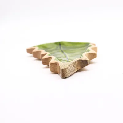 Lost in the Forrest Enamel Leaf Wooden Bowl 33x17cm — foto 4