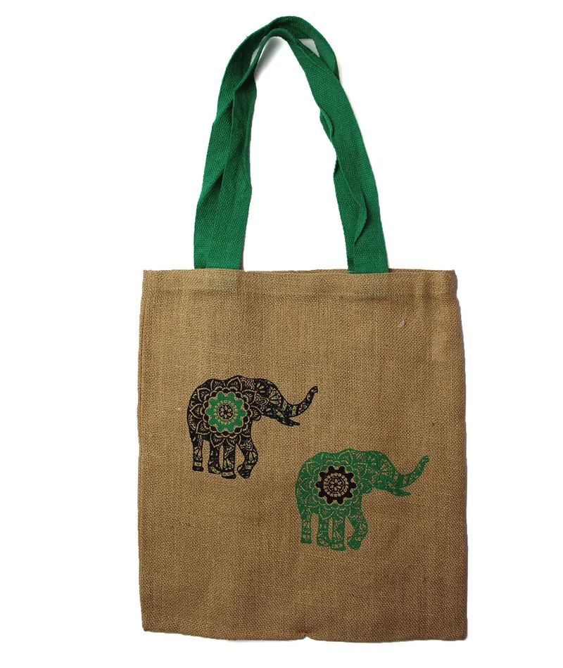 Large Jute Tote Bag - Mystic designs - Mandala Elephant — foto 2