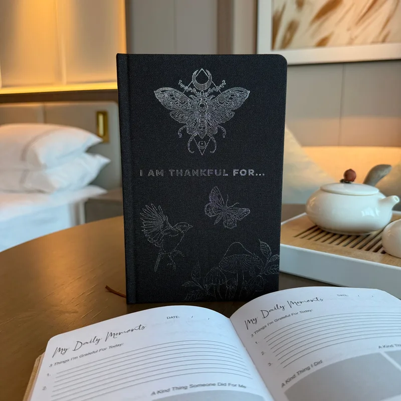 Diario Nero Gratitudine con Rivestimento Argentato – 120 pagine – Sono Grato per Ciò — foto 2