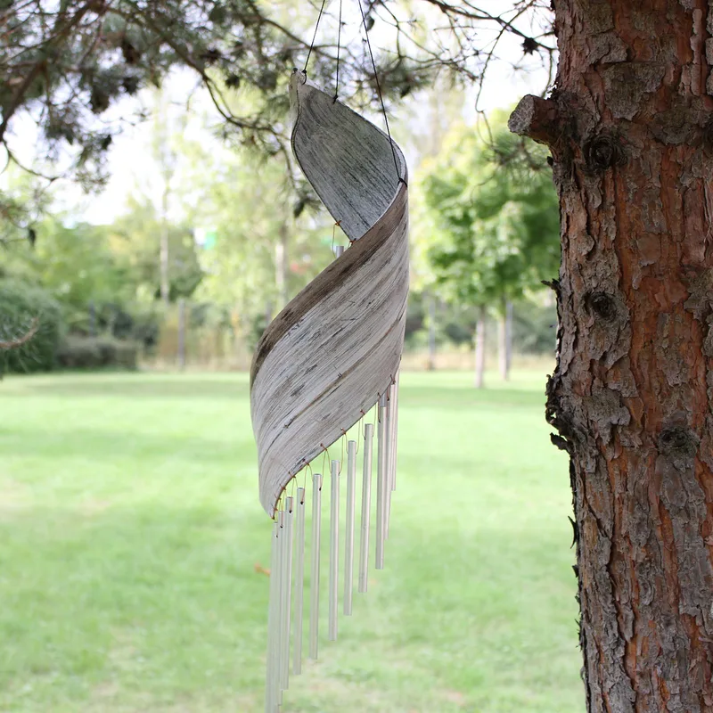 Coconut Leaf Wind Chimes Whitewash — foto 2
