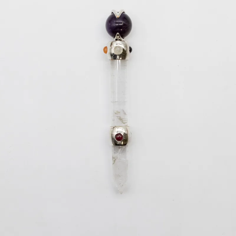 Celestial Prism Wand Amethyst Moving Crystal Sphere Quartz Stem 12cm — foto 5