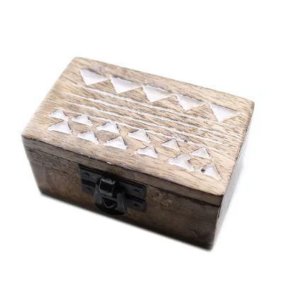 Bianco Washed Wooden Scatola - 3x1.5 Pill Scatola Aztec Design — foto 4