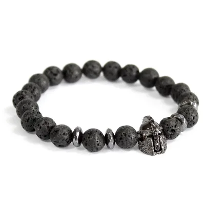 Casco da Cavaliere / Bracciale con Pietra Vulcanica - Bracciale con Pietra Preziosa
