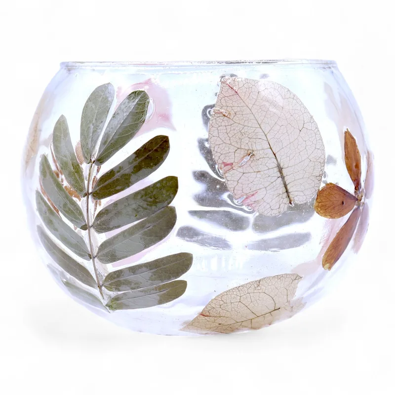 Naturale Floral Glass - Bowl Candela Porta - Primavera - (8x10cm) — foto 1