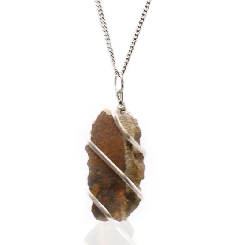 Cascade Wrapped Gemstone Necklace Rough Tiger Eye — foto 3