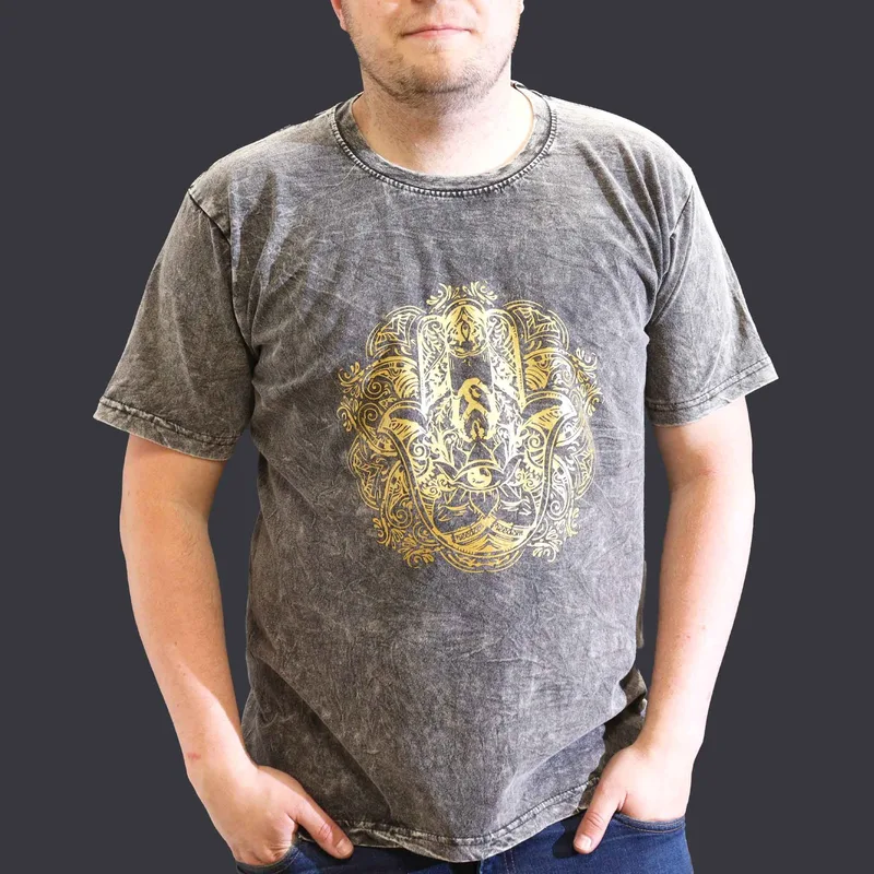 Nomad Sari Stonewashed Cotton T-Shirt – Hamsa – Dark Grey – XL — foto 1