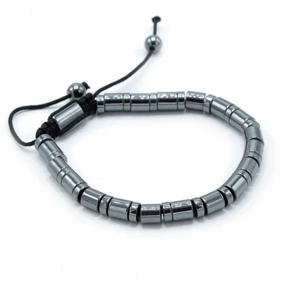 Bracciale Shamballa in Ceramica Magnetica Hematite - Cilindri e Cerchi