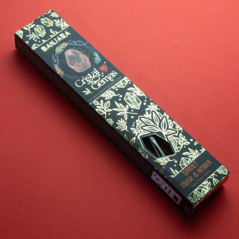 Banjara Cristal Gemas Incenso Sticks - Garnet Muschio & Ambra — foto 1