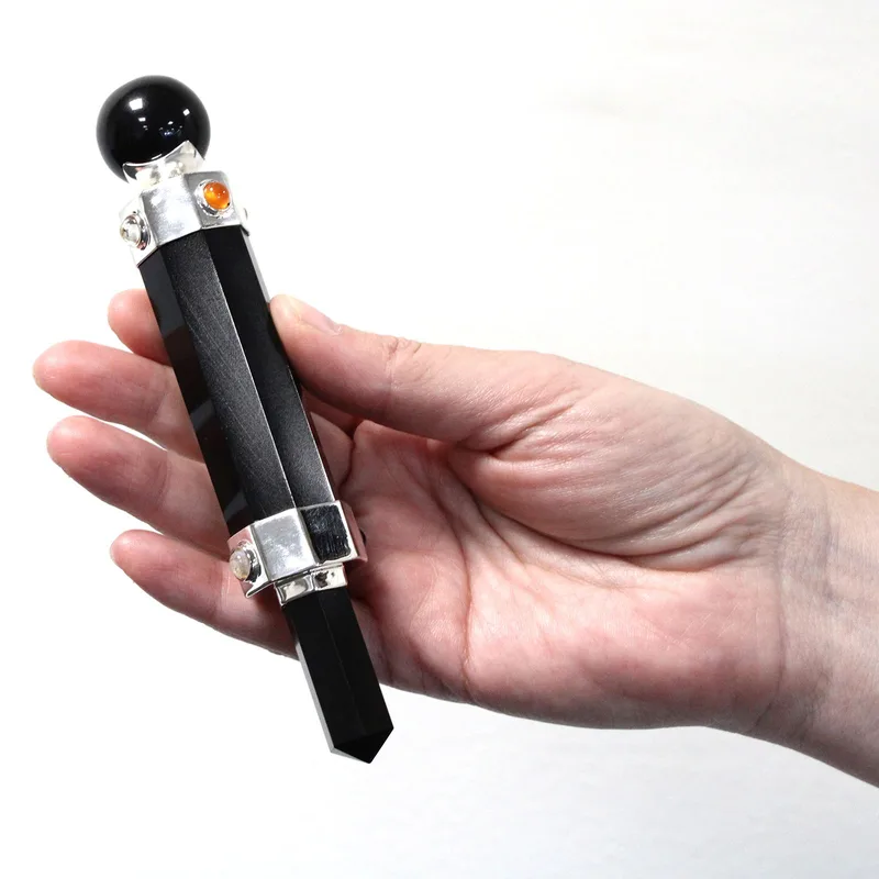 Hexagonal Crystal Healing Wand 12cm Nero Agate — foto 3