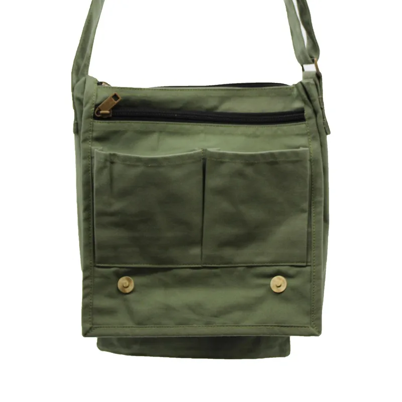 Borsa a tracolla in tela di cotone - Verde — foto 1
