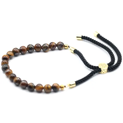 18K Oro Plated Gemstone Nero String Bracelet Tiger Eye
