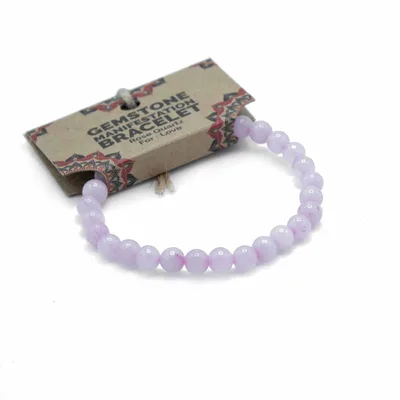 Bracciale di Manifestazione con Pietra Naturale - Quarzo Rosa - Amore — foto 1