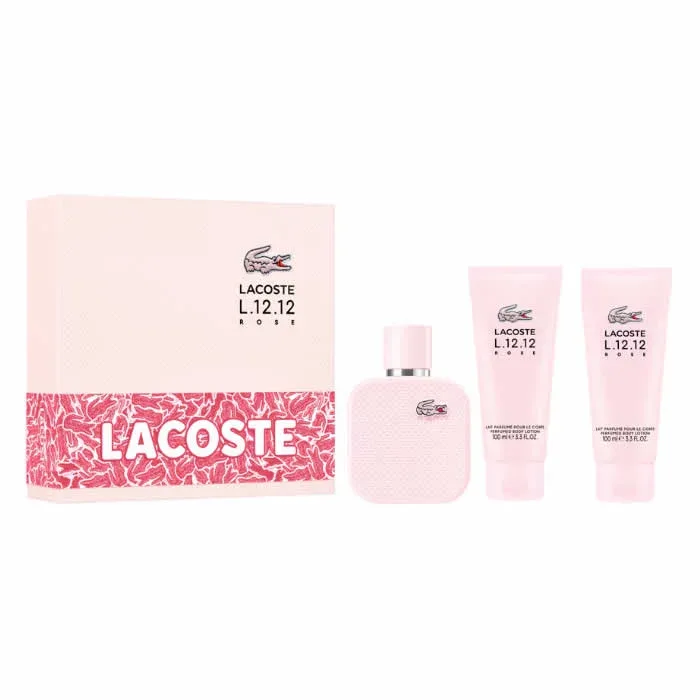 Lacoste L.12.12 Rose Eau De Parfum Spray 100ml Set 3 Parti