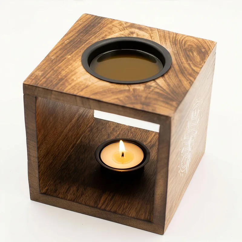 Large Square Mango Legno Olio Bruciatore Moon Goddess — foto 3