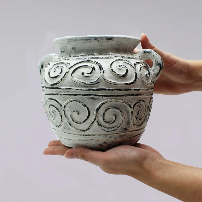 Greek Clay Plant Pot With Handles Crema 15cm — foto 1
