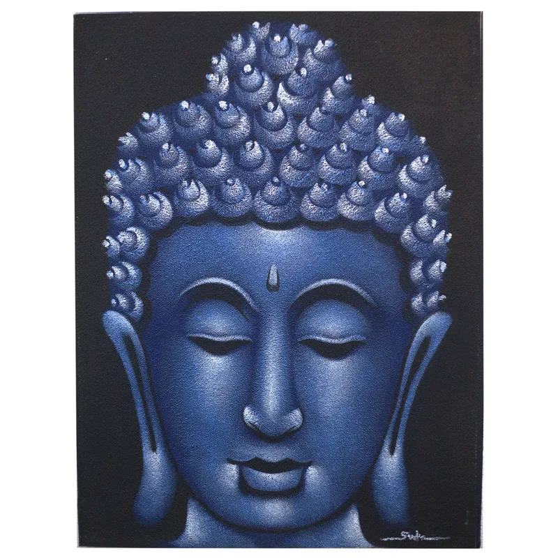Buddah Painting Blu Sand Finish