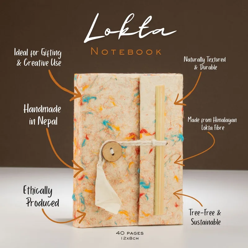 Mini Lokta Mixed Colour Cotton Notebook Lrg (12x8cm) 40 leafs