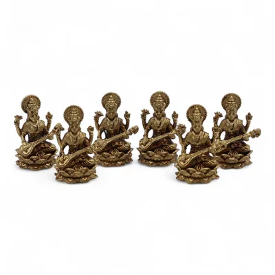 Brass Miniature Gods - Sarswati (22gms) - 34mm — foto 5