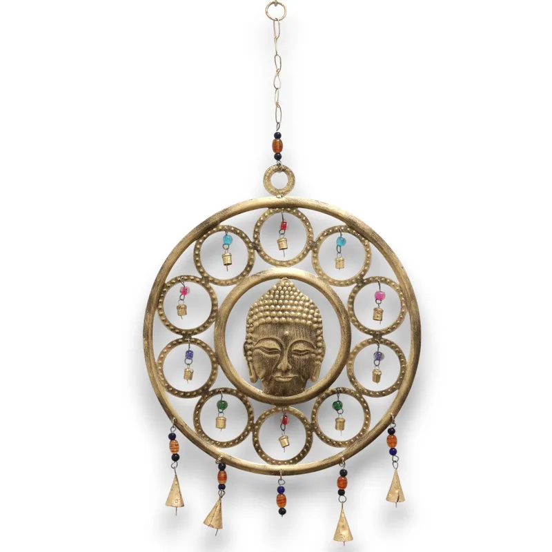 Indian Chimes - Lrg Buddha Face 15 Bell Chimes - 36cm — foto 2