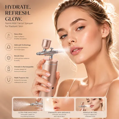 Facial Lift, Tattoo Nano Mist Facial Sprayer, Oxygen Jet, Mini Air Compressor Kit, Airbrush Paint Spray Gun