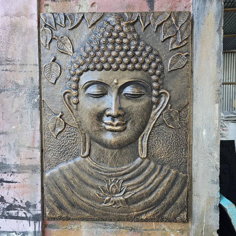 Large Buddha Iron Frame Antique Oro Relief 0.7x1m